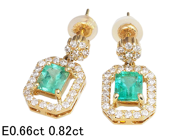 【きれいめファッション51選】上品さと清潔感をキープし エメラルド/0.66ct 音羽屋■ 0.82ct 仕上済【中古】 鑑別カード付き ピアス イエローゴールド K18YG ダイヤ/0.58ct エメラルド