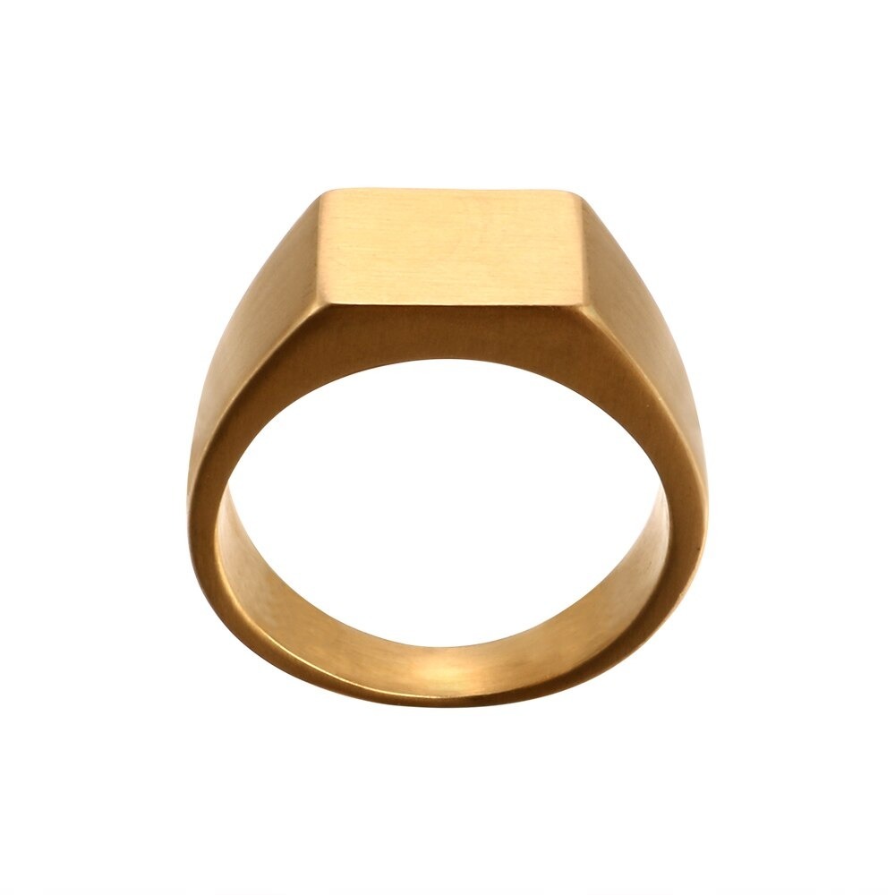 ヴィンテージ　リング　チタン　ワイドスクエア　指輪　ブラック　ゴールド　シルバー　ローズゴールド　ステンレス鋼　A2148_①gold color