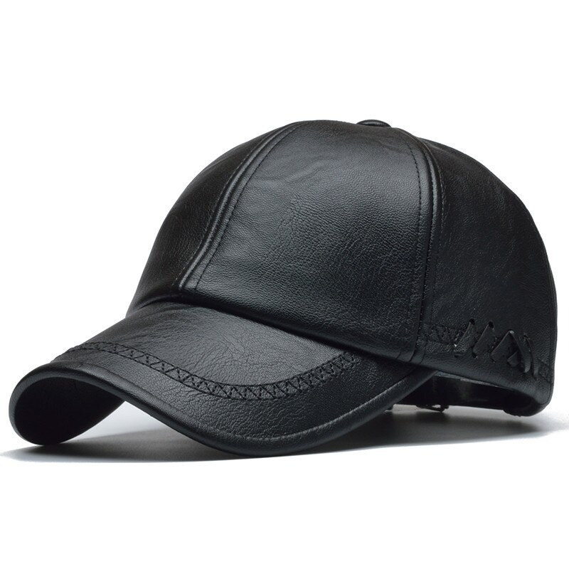 高品質　レザーキャップ　 PUレザー　野球スナップバック帽子　フィット帽子　調節可能　野球帽　おしゃれ帽子　A1243_黒