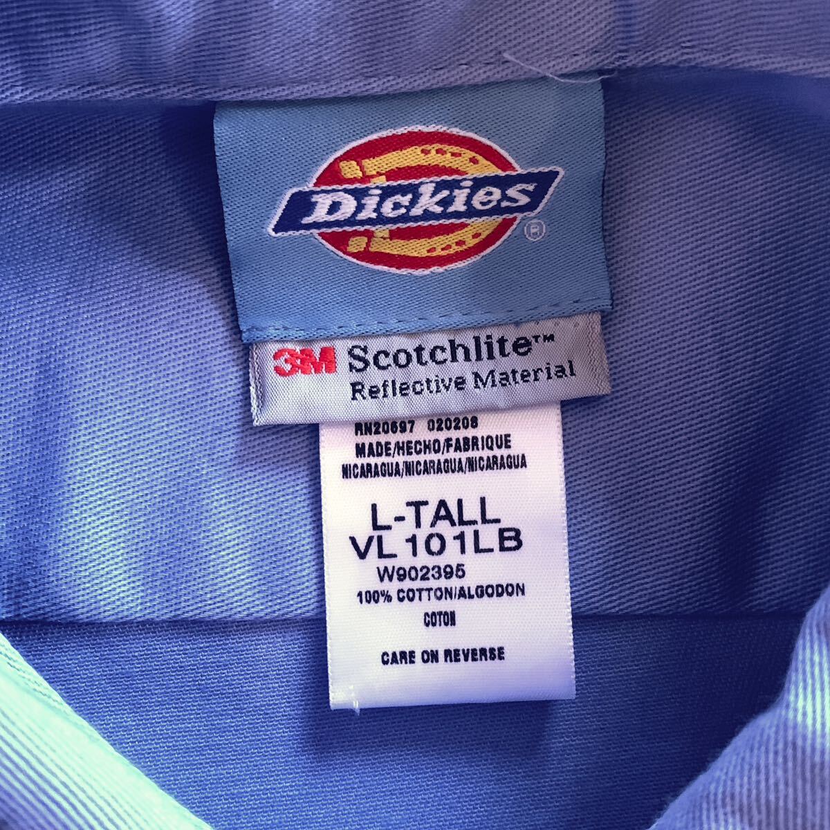 新品 ディッキーズ Dickies 長袖ワークシャツ メンズ L-TALLサイズ リフレクター付き 企業ロゴ オーバーサイズ タグ付き未使用品 T2407_画像5