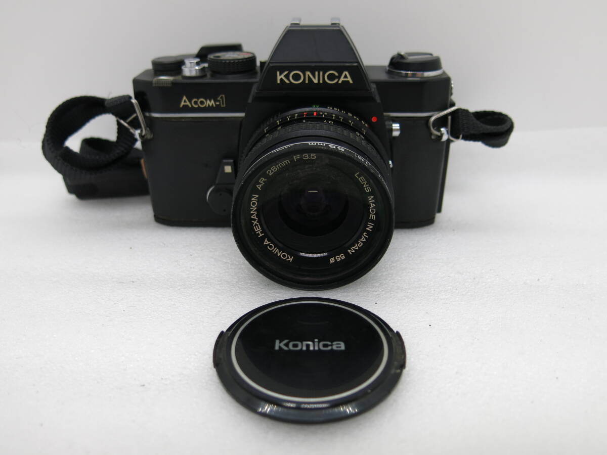 KONICA ACOM-1 １眼レフフイルムカメラ KONICA HEXANON AR 28mm F3.5 皮ケース付き 【ANM006】の画像1