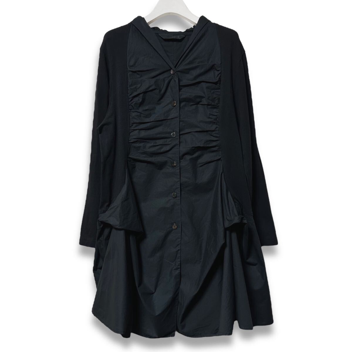 ..MOYURUmoyuru* shirt tunic blouse gya The - design One-piece long shirt switch black black mode brand 40