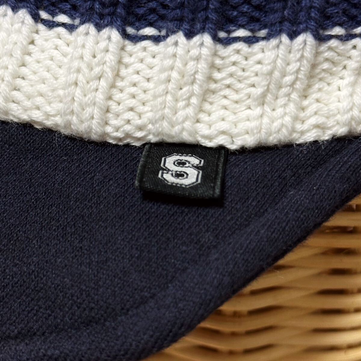 SUBLiME サブライム ツバ付き ニットキャップ キャップ ニット帽 帽子 ボーダー ホワイト×ネイビー ロゴ アウトドア カジュアル ブランド_画像5