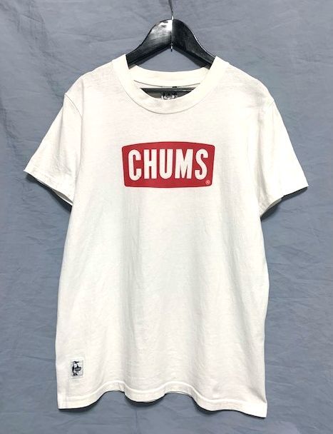 ●美品 CHUMS チャムス BOOBY FACE T-SHIRT ブービーバード ボックスロゴプリント クルーネックTシャツ ホワイト レディースLの画像1