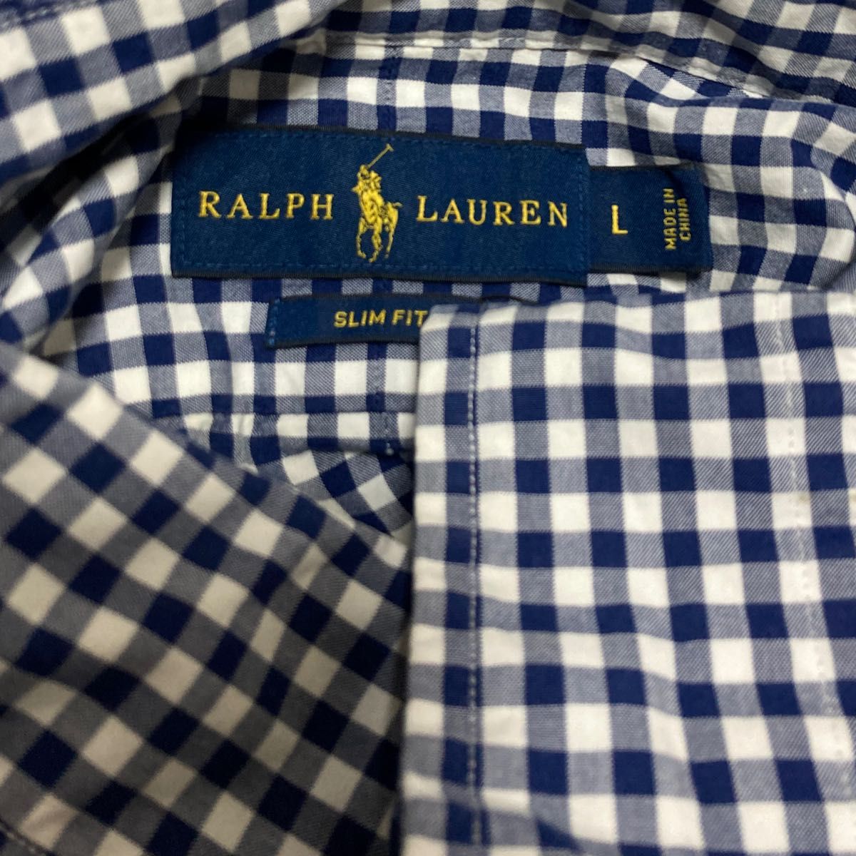 RALPH LAUREN ラルフローレンのボタンダウン長袖ギンガムチェックシャツ　 Lサイズ　送料無料　コットン100%