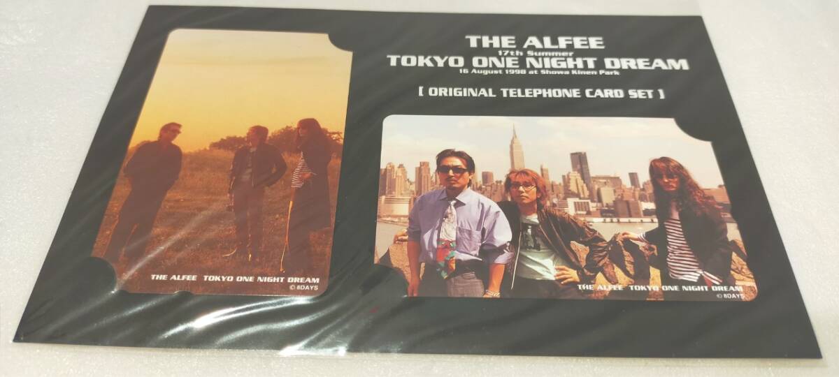 50度数 テレカ 2枚セット THE ALFEE 1998年 17th Summer TOKYO ONE NIGHT DREAM 16 August 1998 at Showa Kinen Park 台紙有 アルフィーの画像1