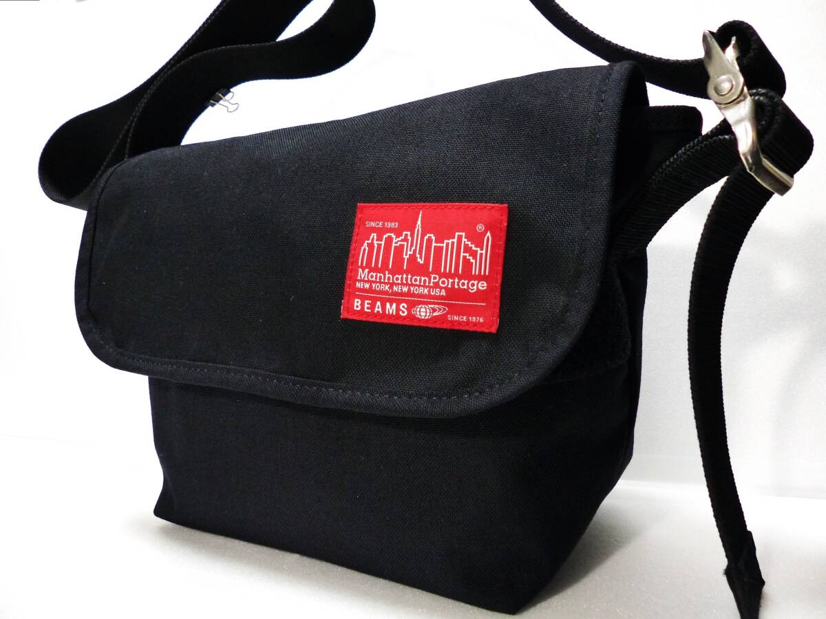 *BEAMS Manhattan Portage Manhattan Poe te-ji messenger bag collaboration with logo man and woman use * beautiful goods!1000 jpy start!