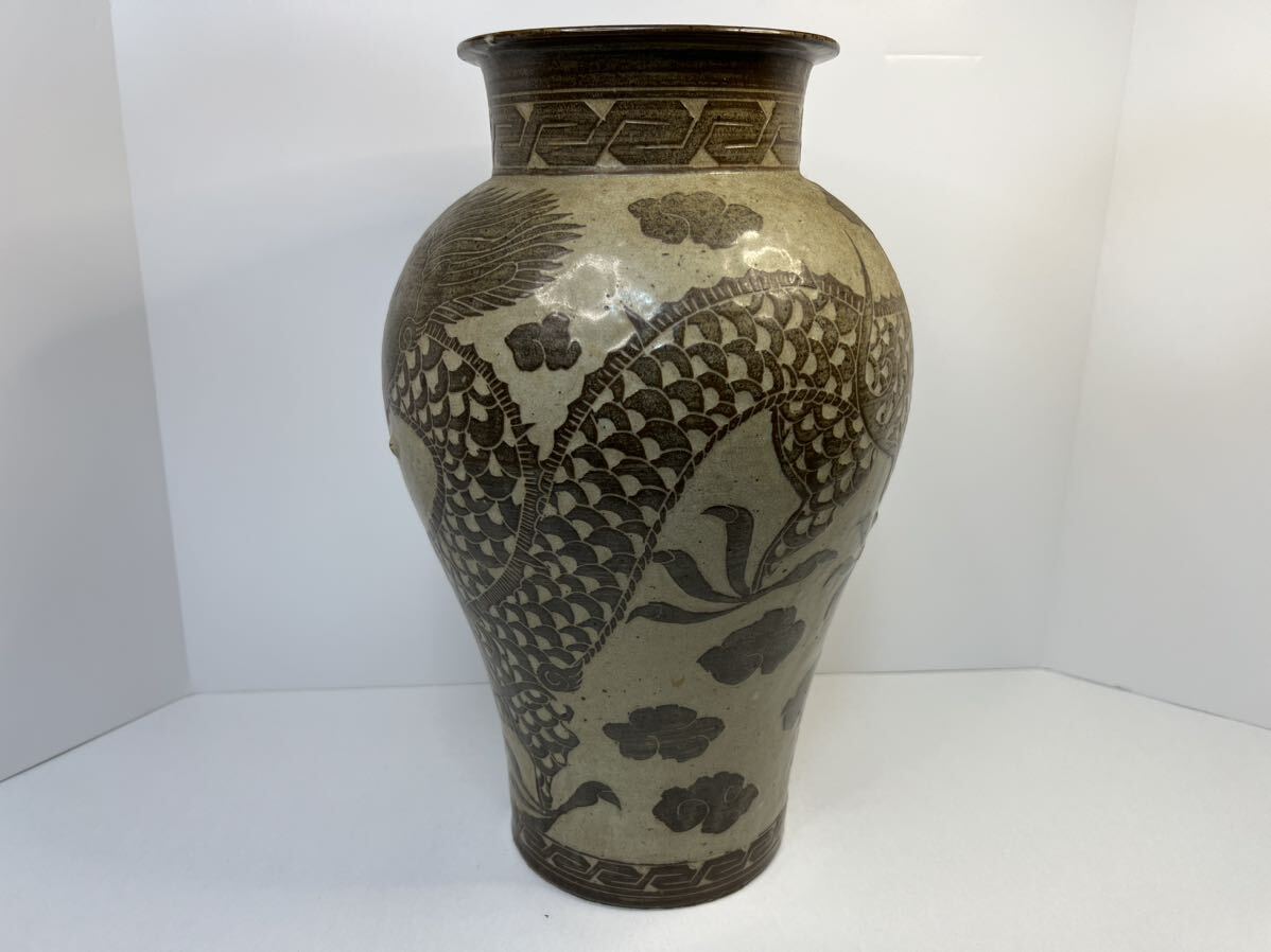 時代品 李朝 龍花瓶 花器 置物 骨董品 美術品 _画像2