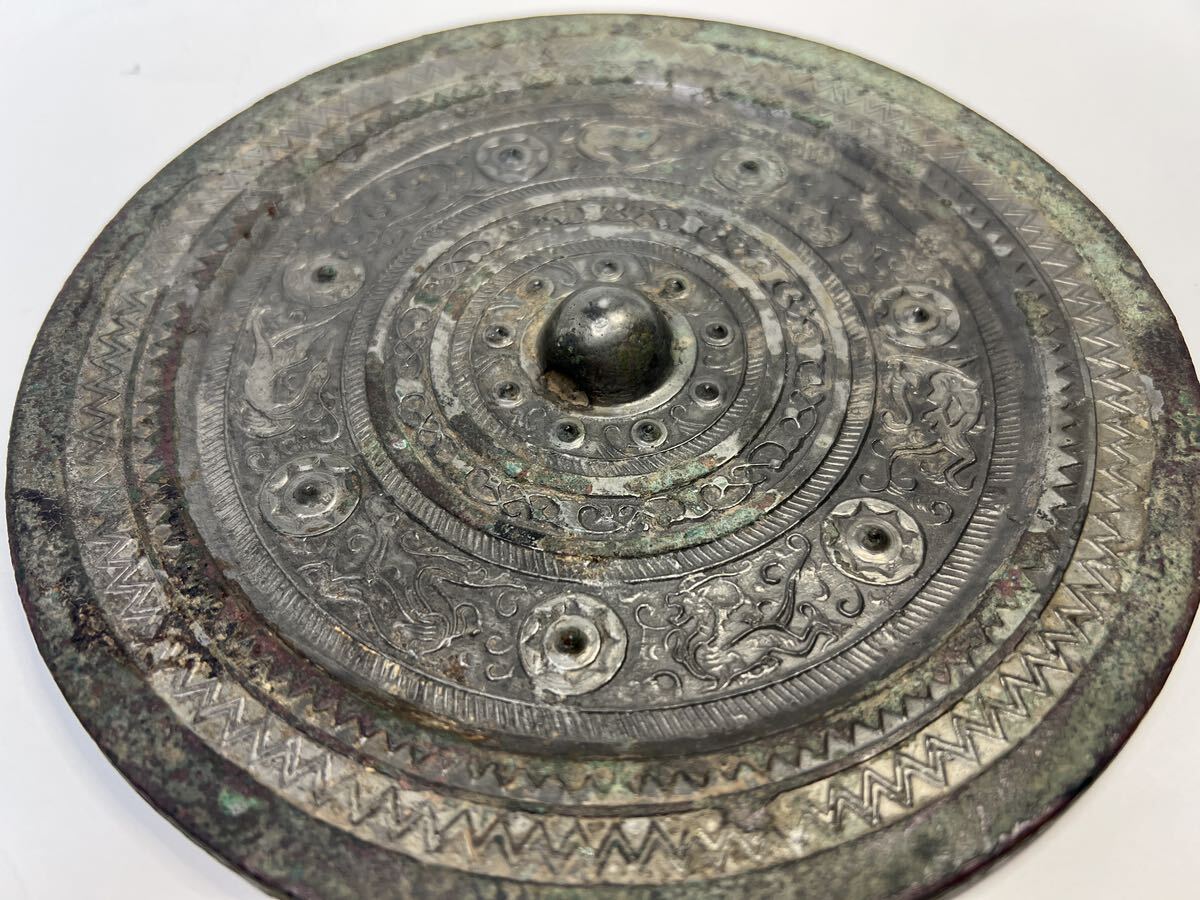 中国美術 中国古玩 古鏡 漢時代 銅鏡 銅製 時代物 唐物 古美術 箱付き_画像5
