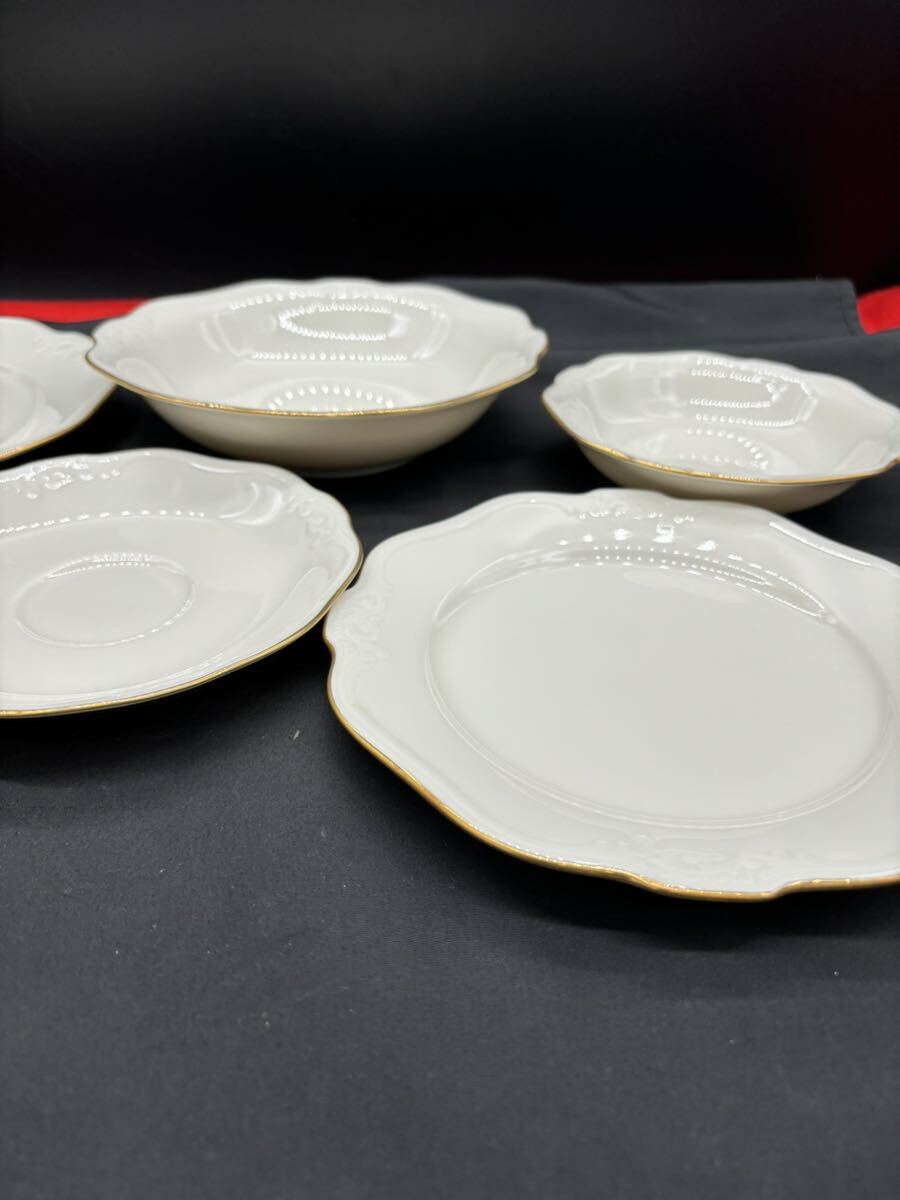 ★希少★Noritake China ノリタケチャイナ 洋食器5点セット 白地金縁 アンティーク 未使用&長期保管品_画像10