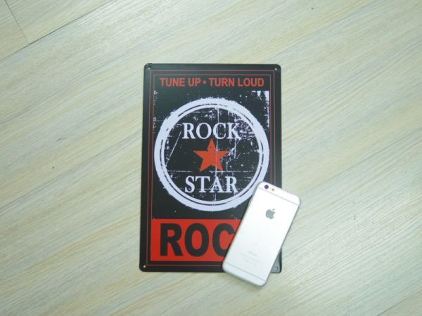 アメリカン風ブリキ看板 ROCK STAR ライブハウスに ロック 星 スター_画像3