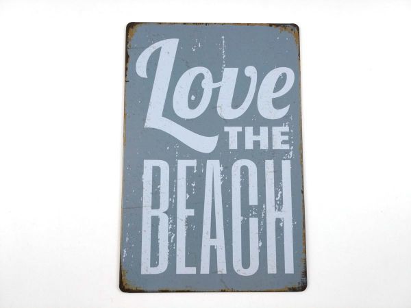 アメリカン風ブリキ看板 LOVE THE BEACH ビーチ 海好きに_画像1