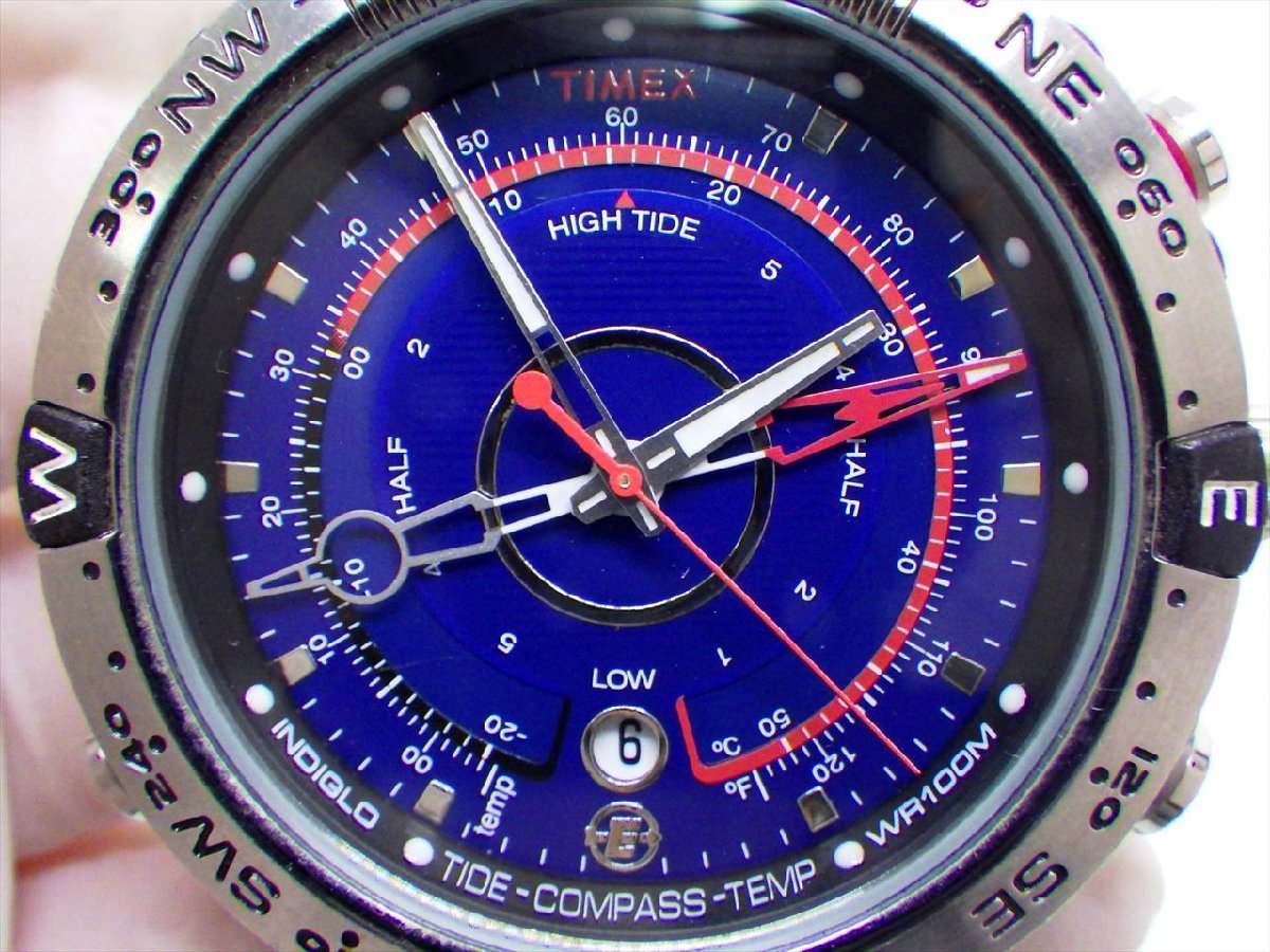 c24 送料無料 当時物 TIMEX Expedition タイメックス エクスペディション E タイド コンパス テンプ 動作品 クォーツ 腕時計 メンズ_画像3