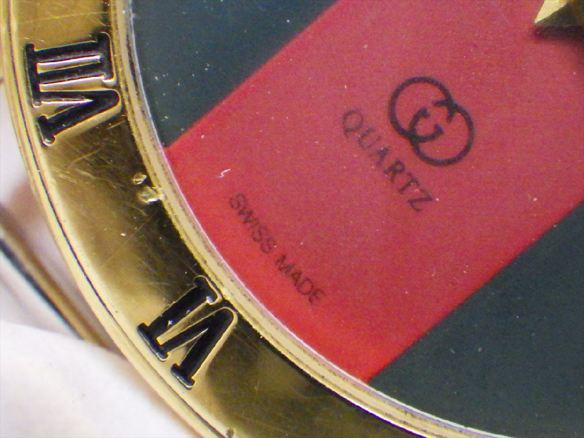 C93 送料無料 当時物 GUCCI グッチ シェリーライン 尾錠付き 3100J 010-163 動作品 メンズ 腕時計 クォーツの画像4