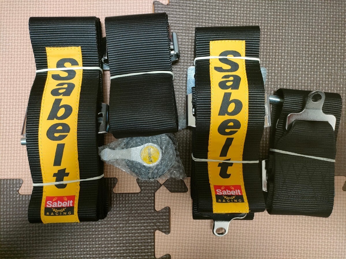 ☆sabelt☆ ブラック スナップオン レーシング シートベルト ハーネス カムロック 調節可能 ドリフト 4点式シートベルトの画像2