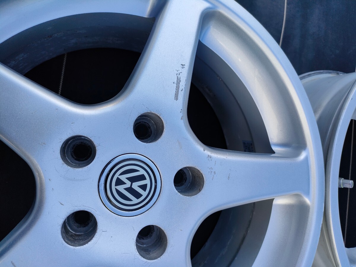 フォルクスワーゲン　Volkswagen　キャップ付　５本スポークホイール　16×7J+50　112-5H　アルミホイール4本セット_画像2