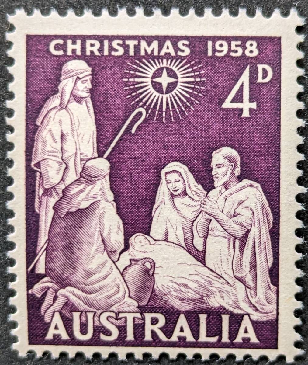 [ foreign stamp ] Australia 1958 year 11 month 05 day issue Christmas unused 
