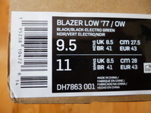 ナイキ NIKE ×Off-White オフホワイト Blazer Low Black and Electro Green DH7863-001 ブレーザー ロー ブラック 27.5 新品未使用 US9.5_画像4