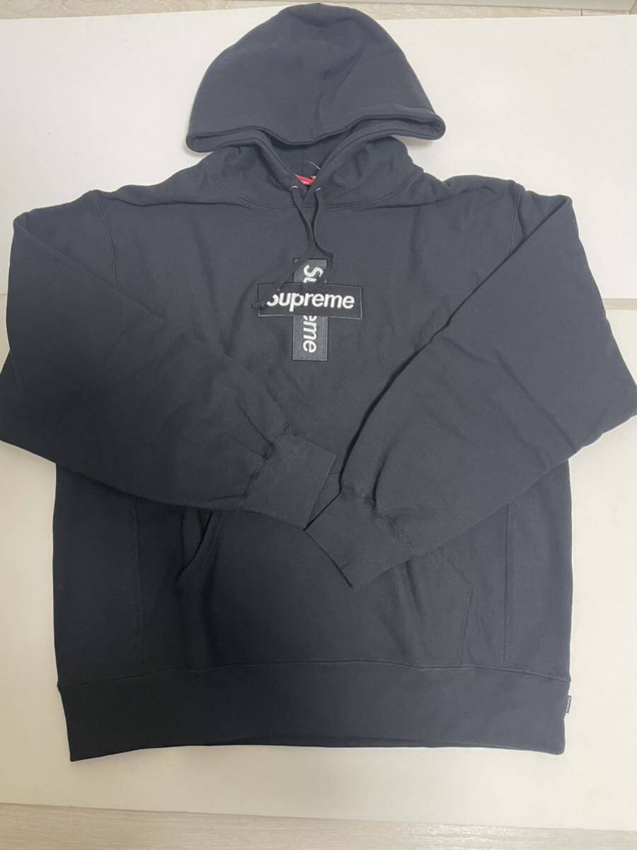 supreme cross box logo Hooded Sweatshirt L size black シュプリーム ボックス ロゴ 黒 ブラック パーカー 国内正規　未使用