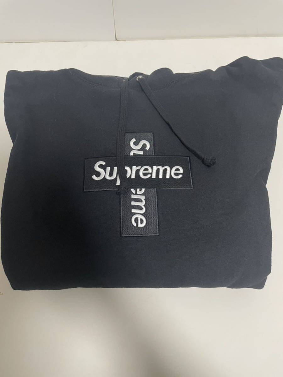 supreme cross box logo Hooded Sweatshirt L size black シュプリーム ボックス ロゴ 黒 ブラック パーカー 国内正規　未使用_画像2