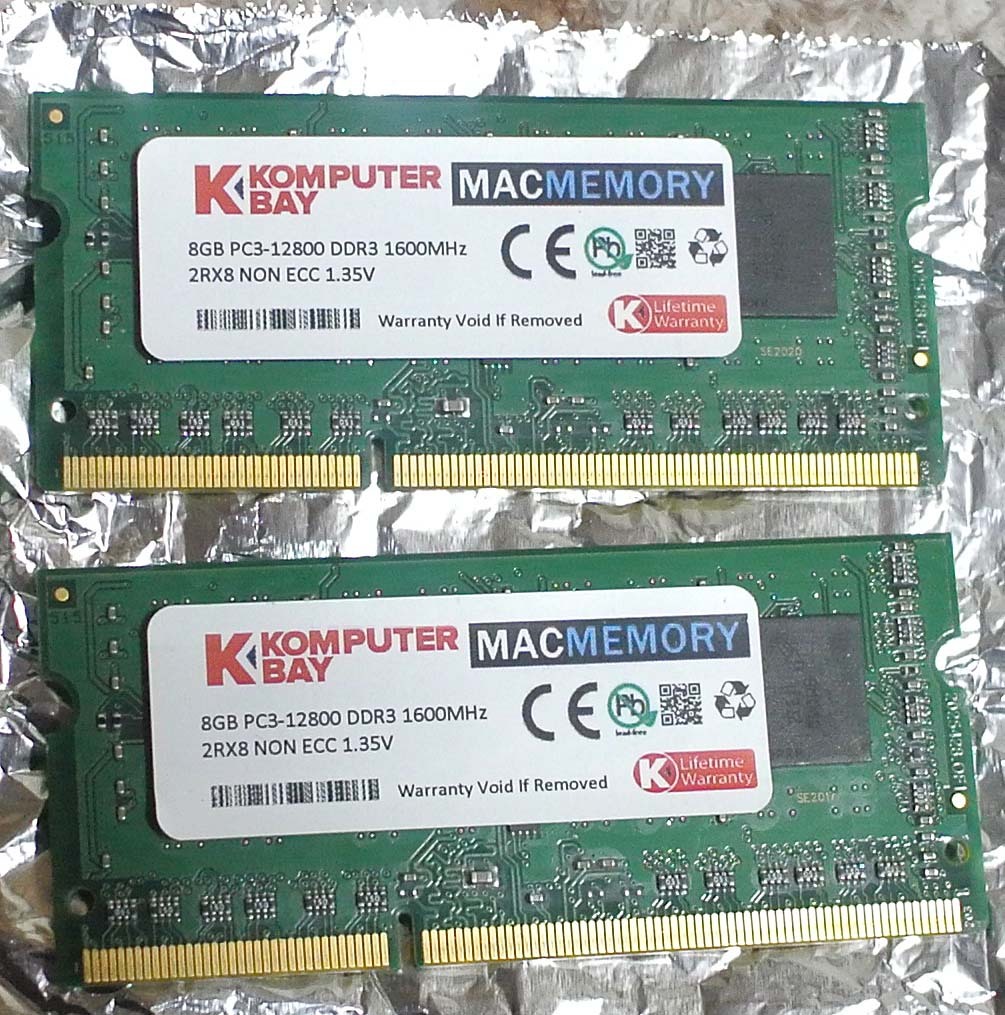 MACMEMORY（マイクロンチップ） DDR3 PC3 12800 8G 2枚　16GB_画像1