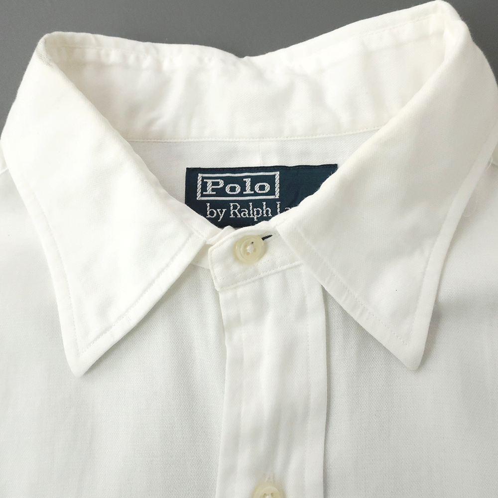 90s RalphLauren ホワイトシャツ ANDREW ボタンダウン ガーゼコットン 15-1/2(M)_画像5