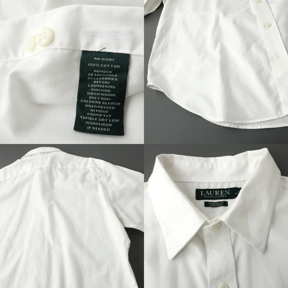 ラルフローレン LAUREN RalphLauren ノンアイロンシャツ 上質スムースツイル ホワイト 17(XL) ドレスシャツ_画像3