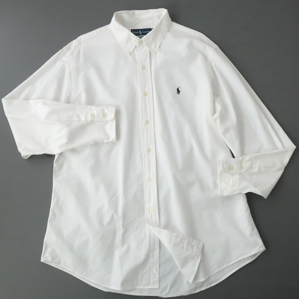 ラルフローレン RalphLauren ホワイトシャツ ボタンダウン ポニー刺繍 (XL) オックスコットン_画像2
