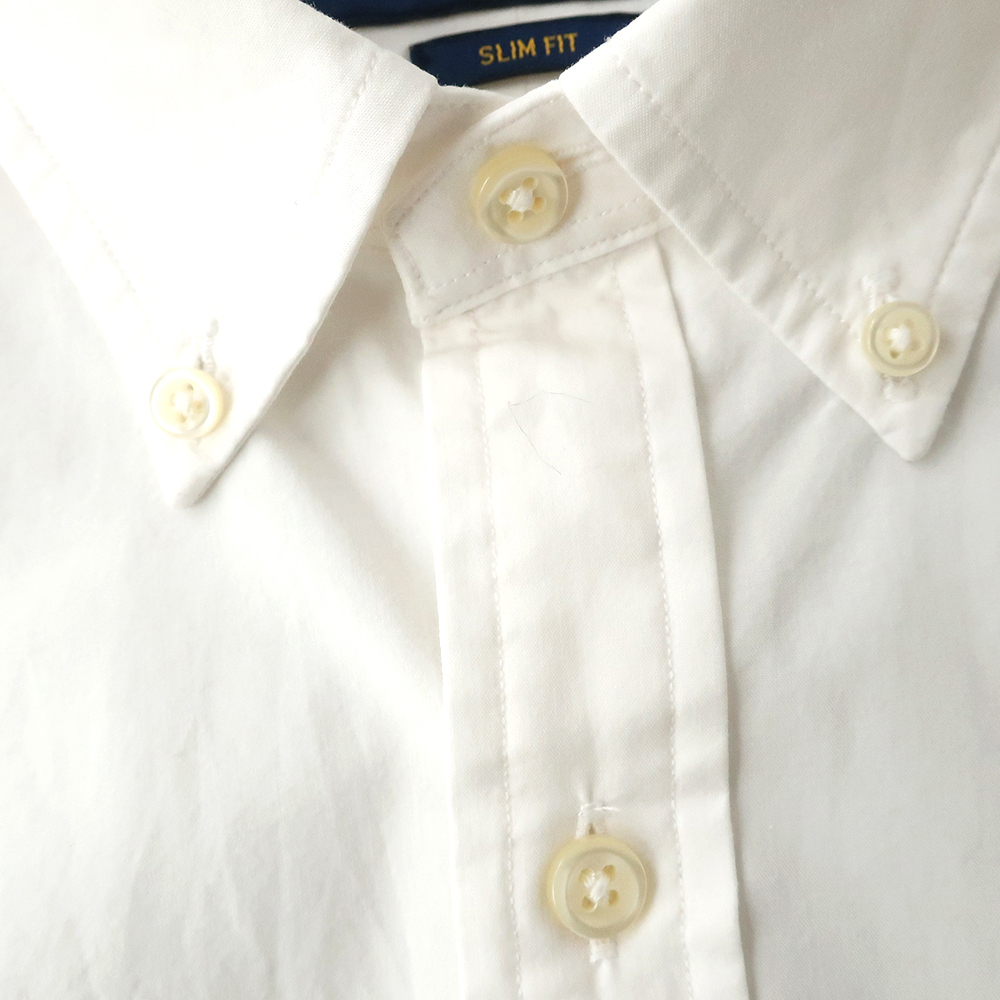 ラルフローレン SLIMFIT ボタンダウンシャツ ホワイト ポニー刺繍 15-1/2(M) サラッとしたブロード生地_画像6