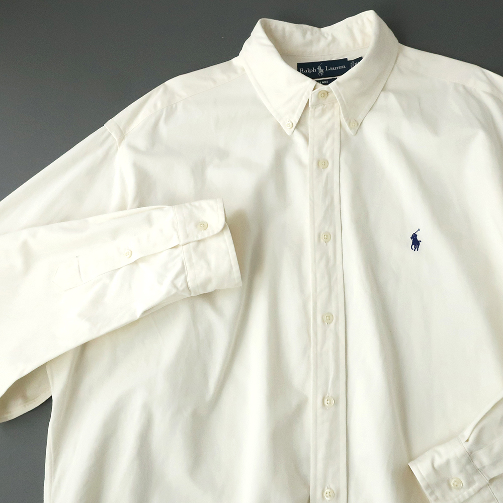 ラルフローレン BLAKE コットンツイル BDシャツ チノシャツ ホワイト ポニー刺繍 US-XL(日本XXL)