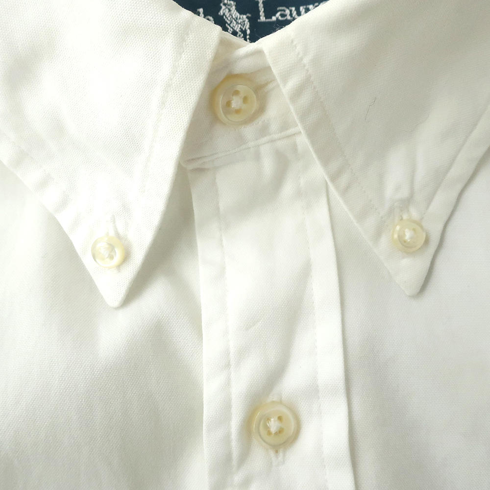 90s RalphLauren ラルフローレン ボタンダウン ホワイトシャツ ポニー刺繍　16(M)_画像6