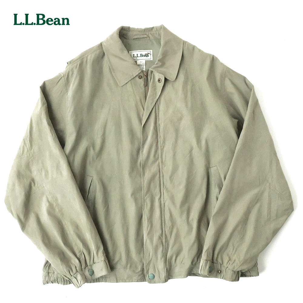 90s L.L.BEAN 比翼ブルゾン ナイロンブレンドシェル ドレープ感◎ カーキ(XL)_画像1