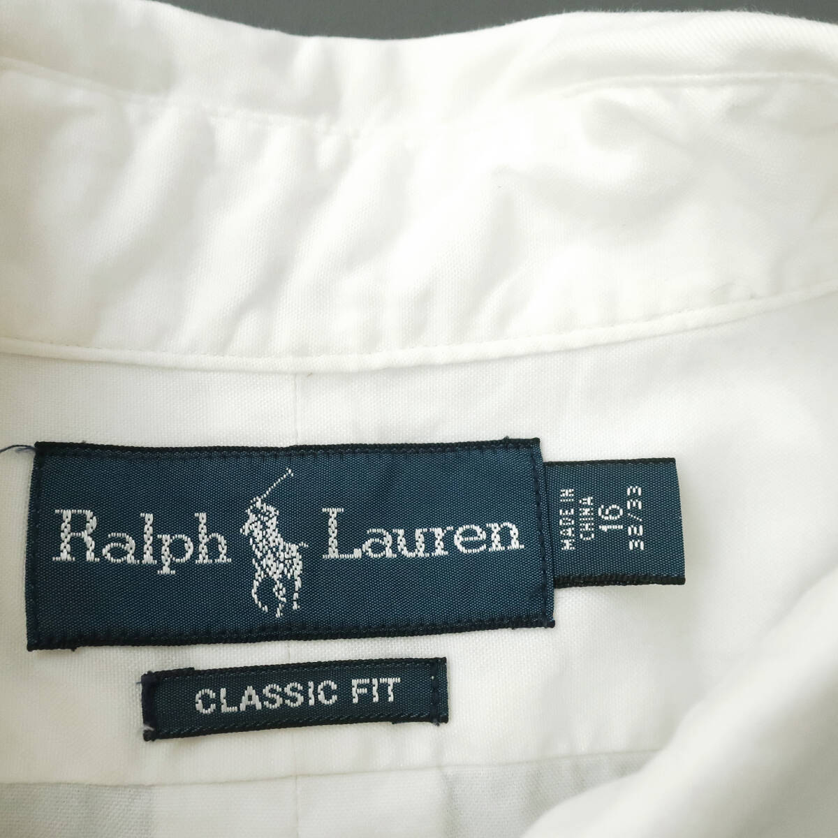 90s RalphLauren ラルフローレン ボタンダウン ホワイトシャツ ポニー刺繍　16(M)_画像5