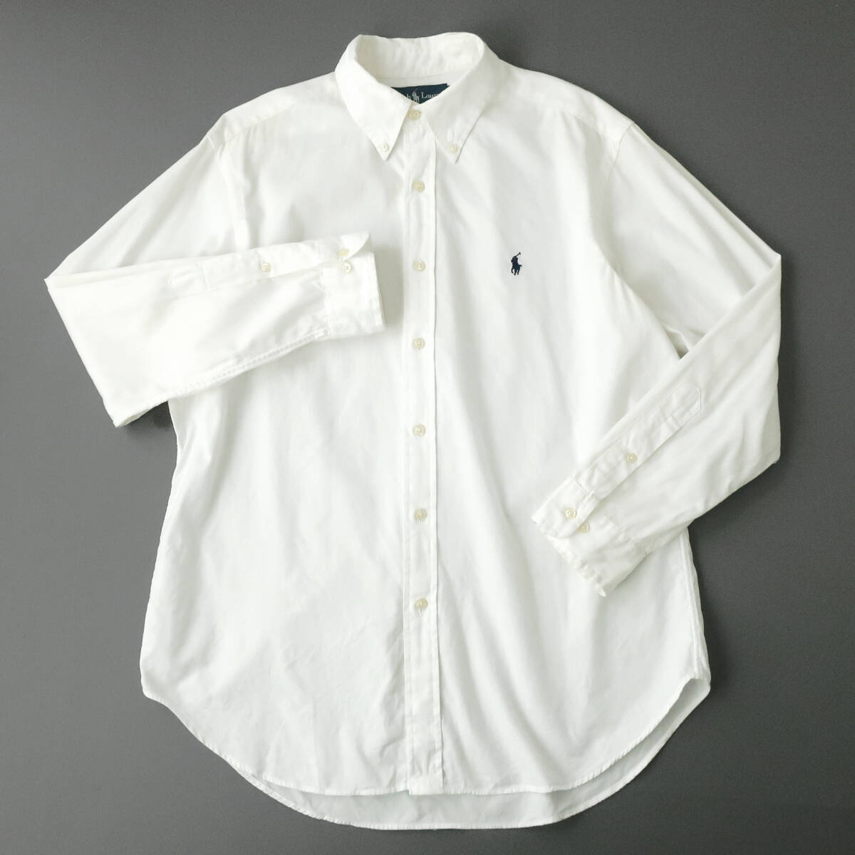 90s RalphLauren ラルフローレン ボタンダウン ホワイトシャツ ポニー刺繍　16(M)_画像2