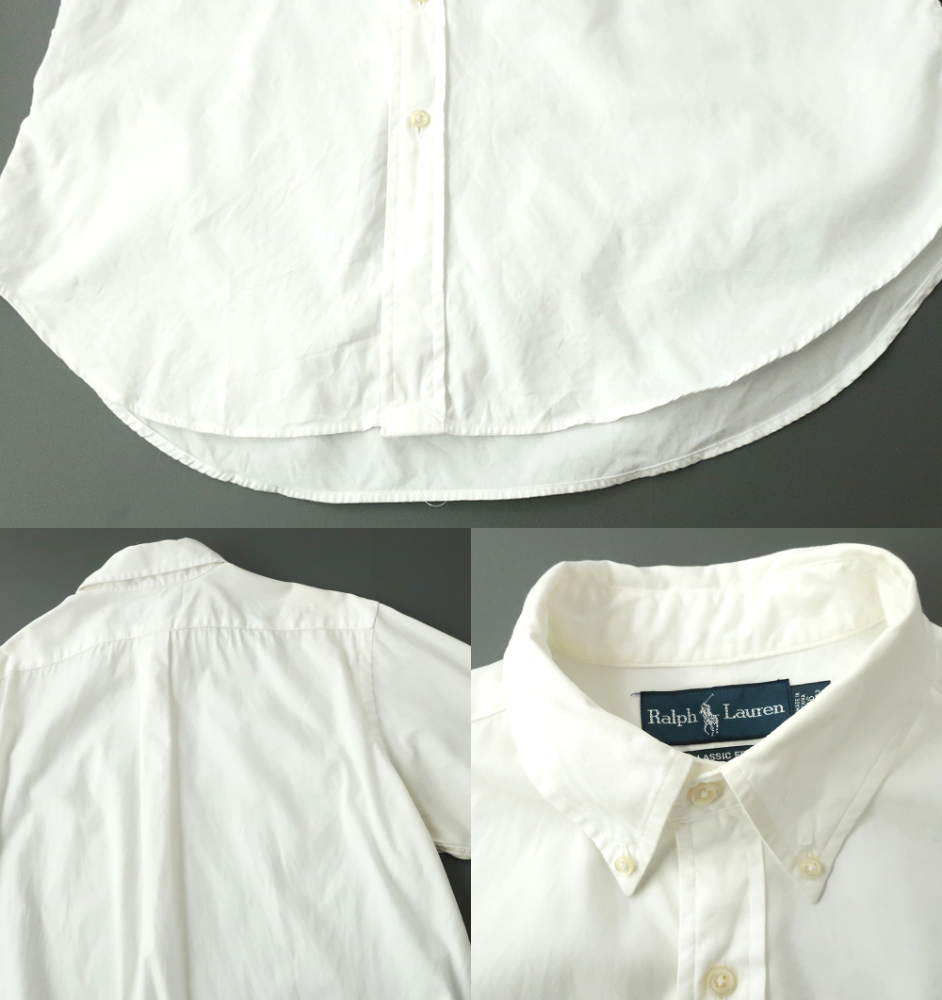 90s RalphLauren ラルフローレン ボタンダウン ホワイトシャツ ポニー刺繍　16(M)_画像3