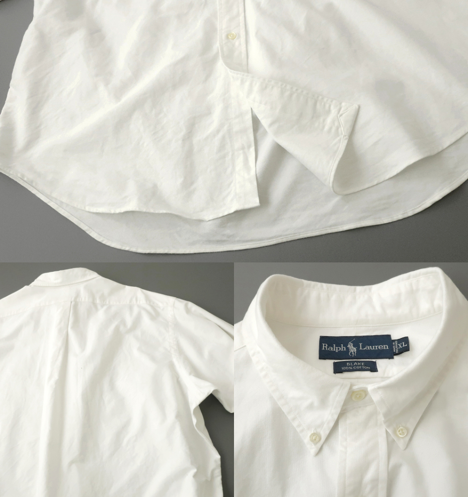 ラルフローレン BLAKE オックスフォードシャツ ボタンダウン カラーポニー刺繍　ホワイト(US-XL)_画像3