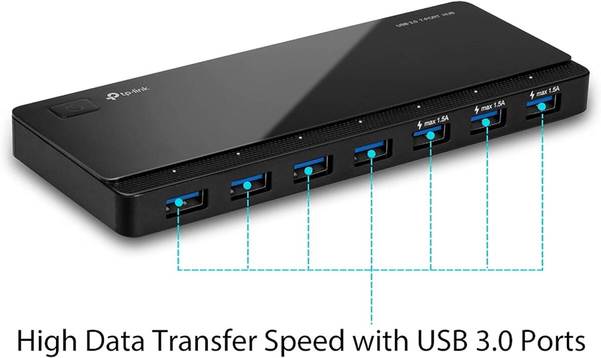 TP-Link 7ポート高速USB3.0 HUB ハブ バスパワー 最大転送速度10Gビット/秒 ACアダプタ付 ケーブル1m UH700 中古_画像4