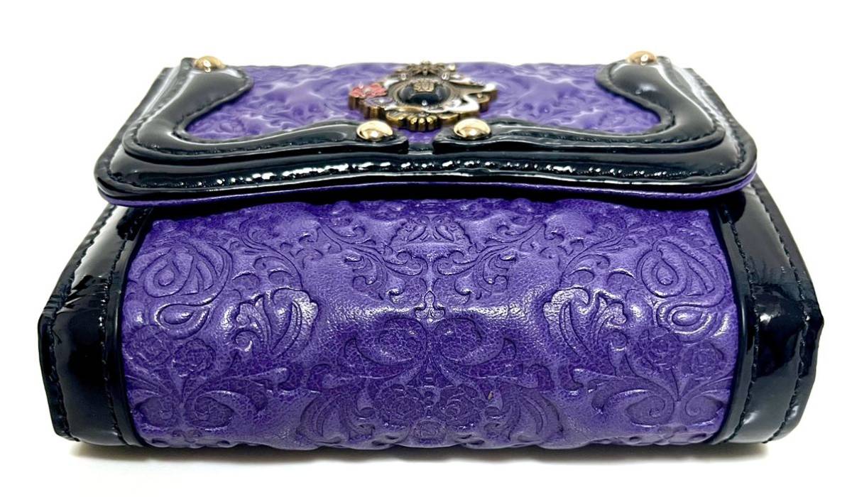 【新品未使用】ANNA SUI 財布 セルパン 蛇 アナスイ 三つ折り 紫 パープル がま口