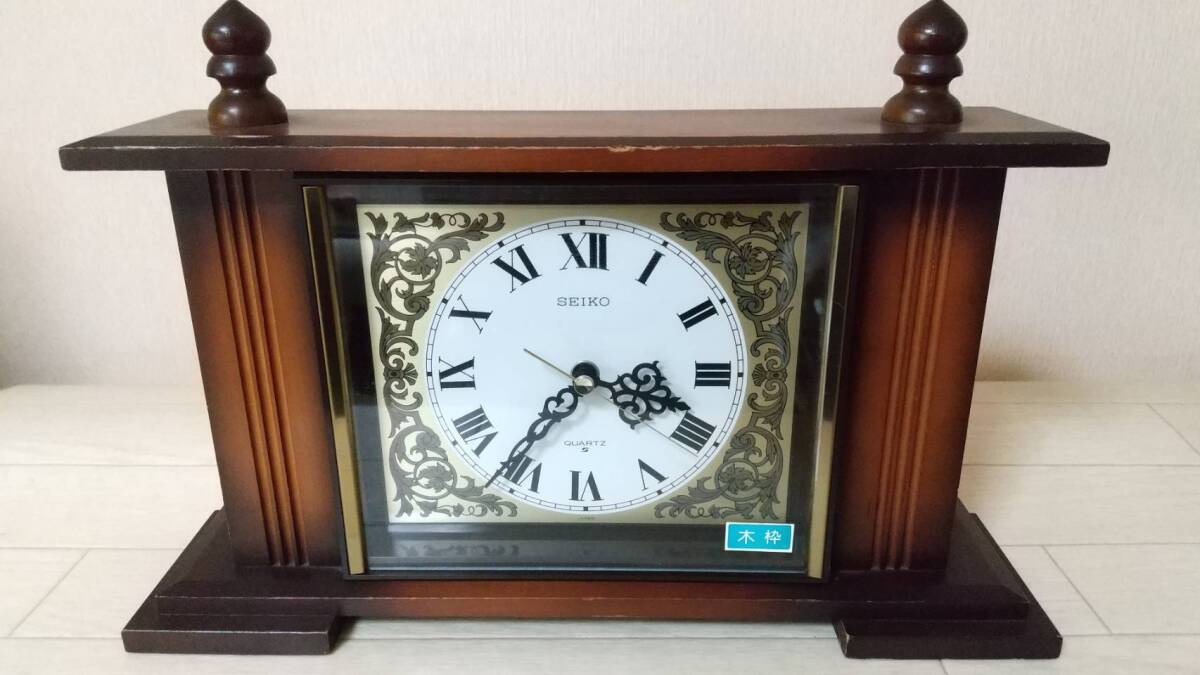 SEIKO セイコー 置き時計 QZ615B 木製時計 インテリア アナログ時計 中古品_画像1