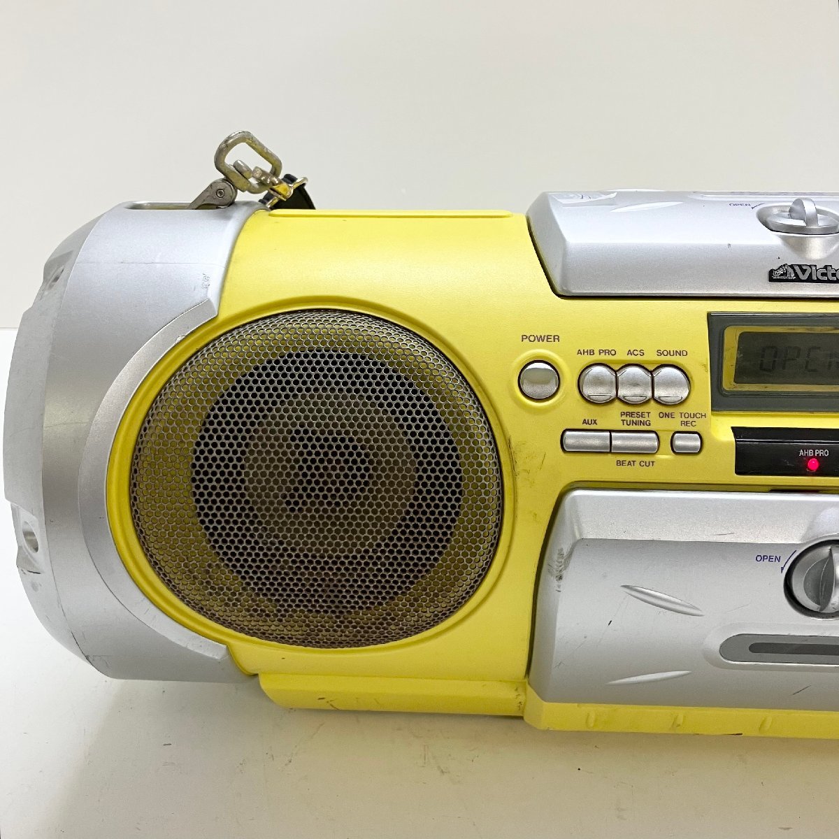 ◆【ジャンク品】Victor ビクター RV-X55-Y ドラム缶型 FM/AM CD カセット ポータブルシステム 2000年製 黄色 現状品 (E2)N/G60306/4/6_画像3