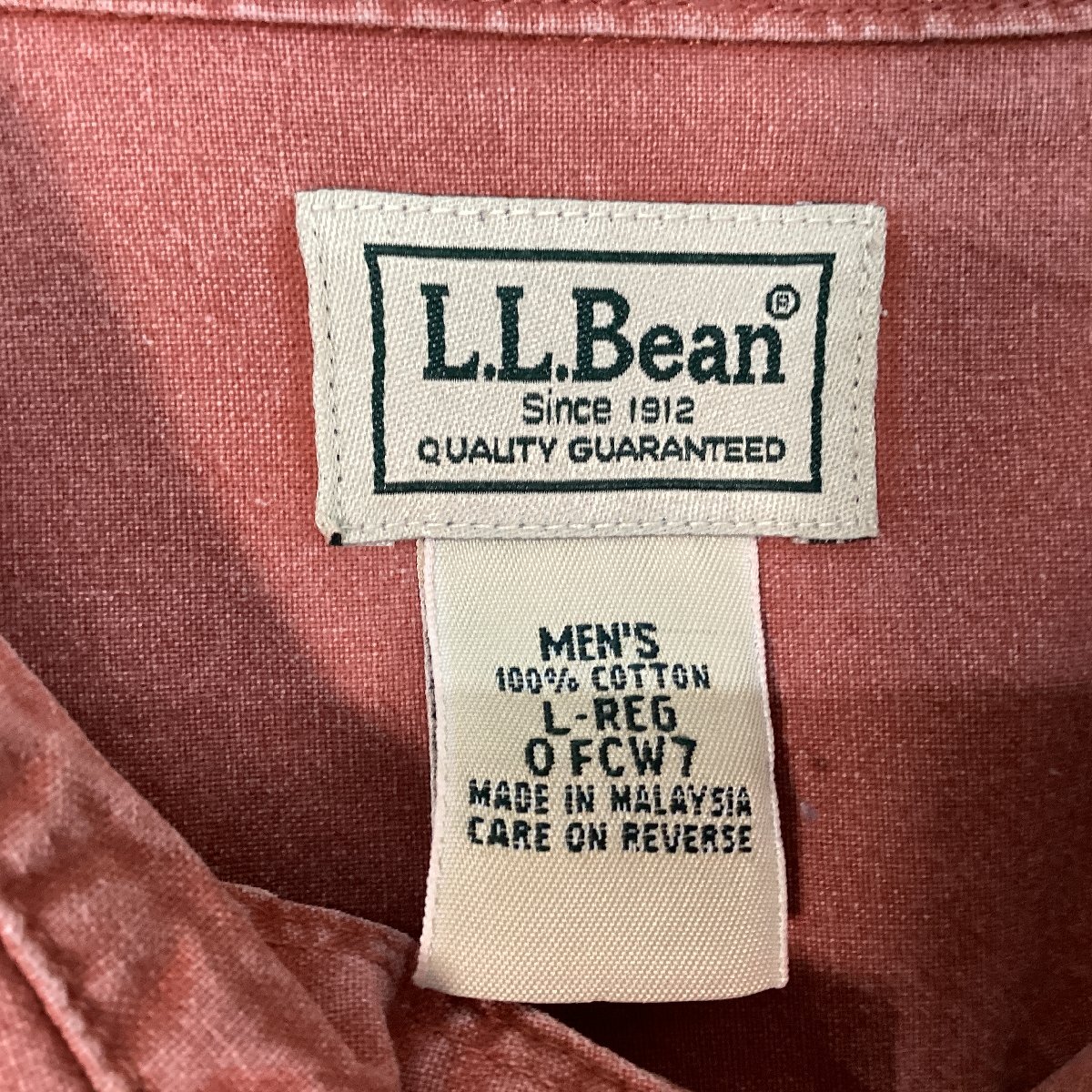 ■良品 L.L.Bean エルエルビーン 長袖シャツ ワークシャツ アウトドア コットン アメカジ 古着 メンズ サイズL 色落 オレンジ/0.42kg■_画像5