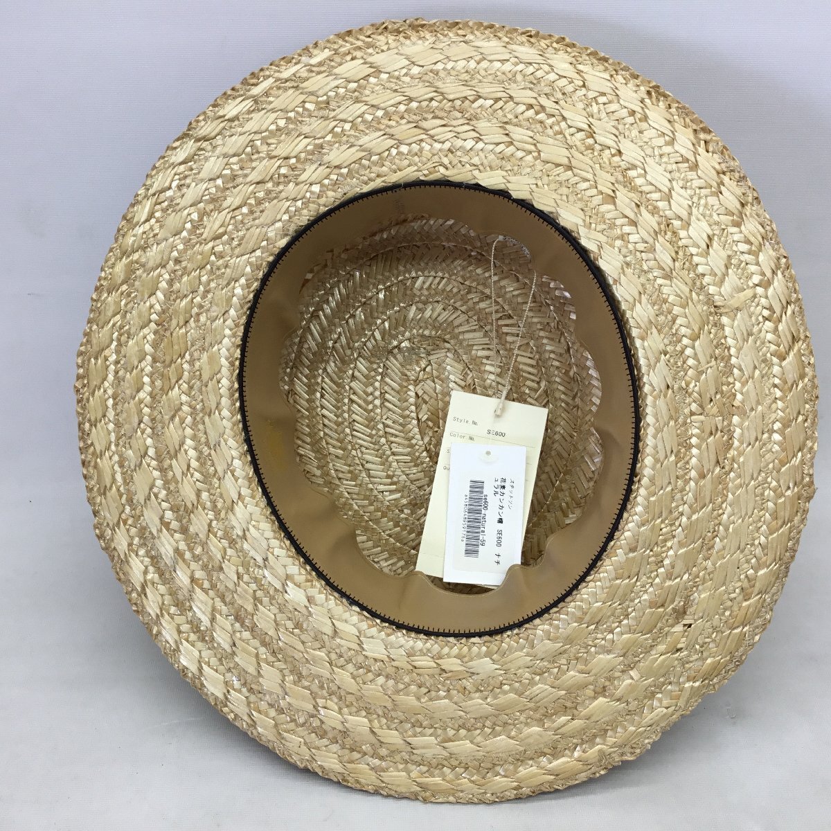 ■STETSON　ステットソン　難あり品　花麦カンカン帽　SE600　ナチュラル　サイズ59㎝　リボン上部亀裂あり /0.93kg_画像4