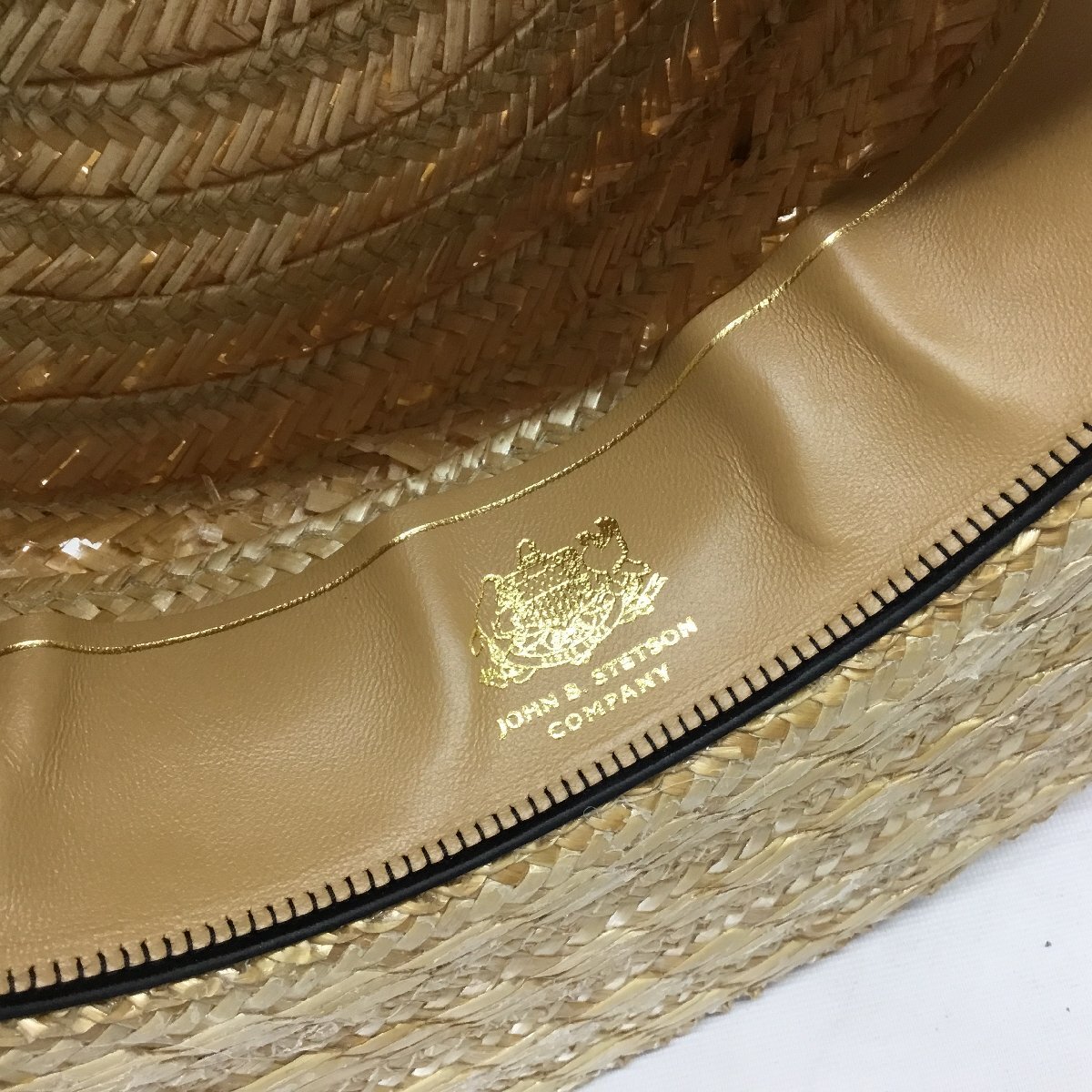 ■STETSON　ステットソン　難あり品　花麦カンカン帽　SE600　ナチュラル　サイズ59㎝　リボン上部亀裂あり /0.93kg_画像7