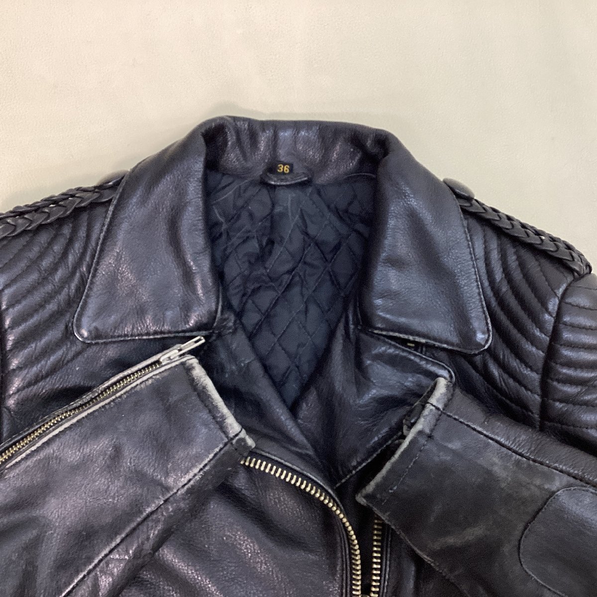 ■Harley Davidson ハーレーダビッドソン レザージャケット ライダース ブルゾン ブラック 黒 レディース 36 /1.78㎏_画像4