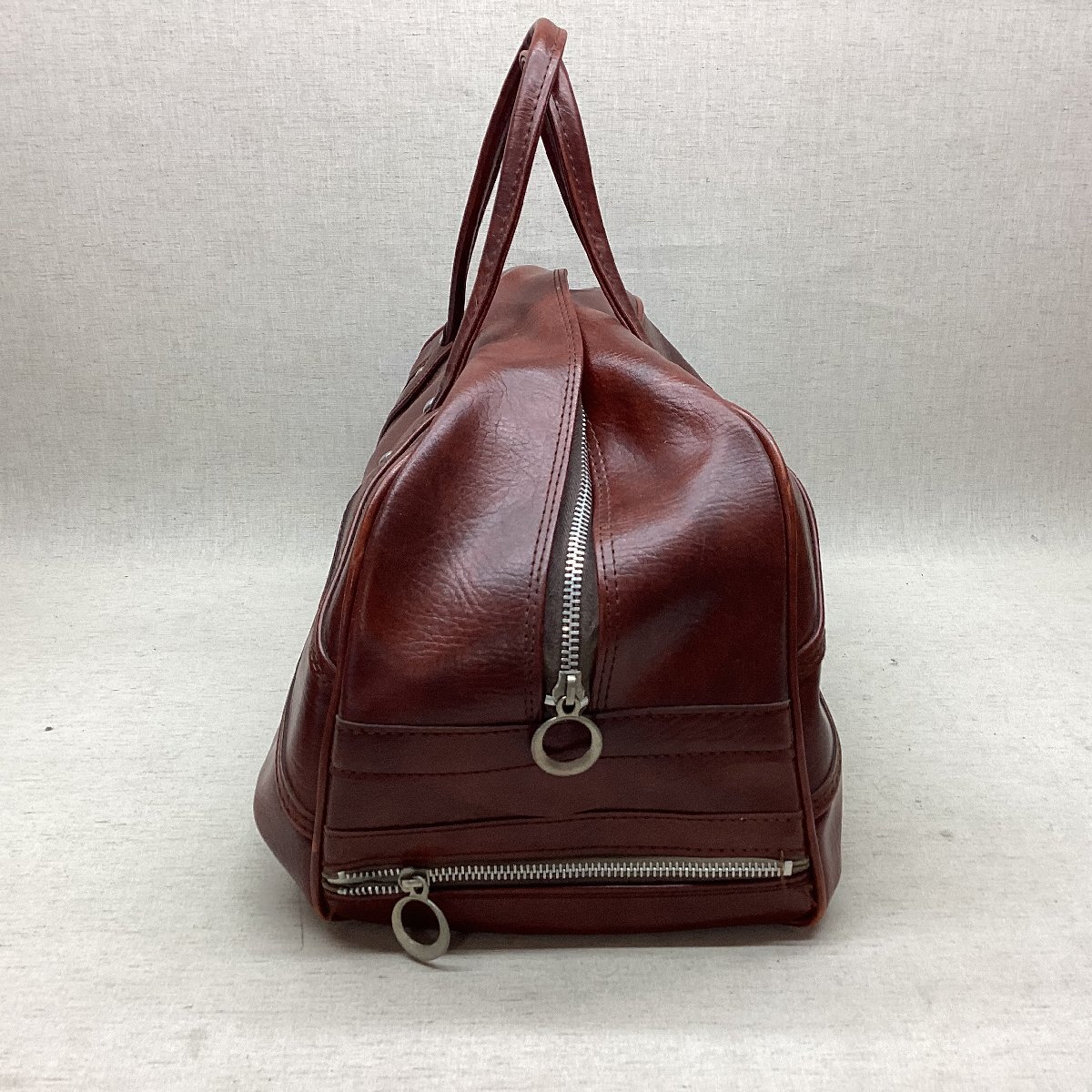 #SPALDING Spalding Vintage Boston bag tea color bottom pra tack side pocket used beautiful goods /1.1kg#