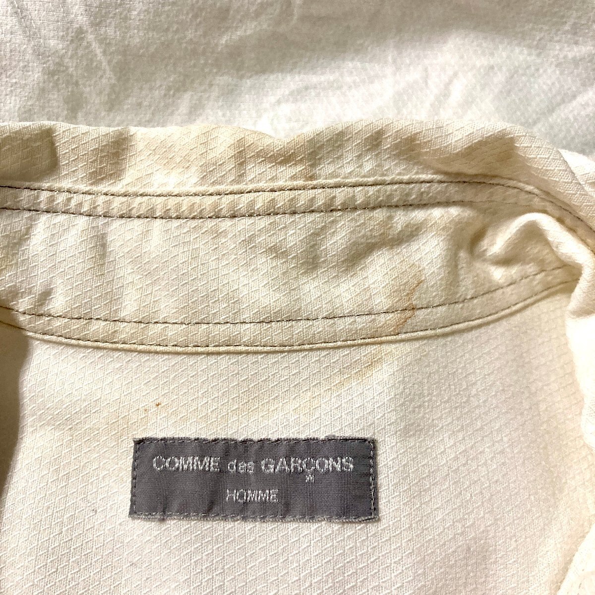 ★コムデギャルソンオム Comme des Garcons Homme 長袖シャツ ホワイト トップス パッチワーク 0.35kg★_画像9