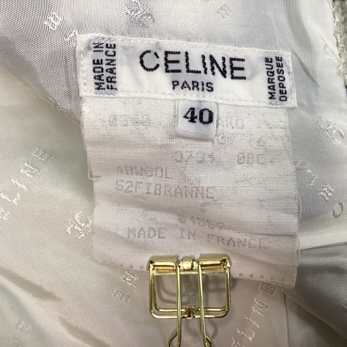 ■ヴィンテージ CELINE セリーヌ ウールチェック柄 タイトスカート 毛 フランス製 古着 レトロ レディース サイズ40 白黒/0.4kg■_画像7