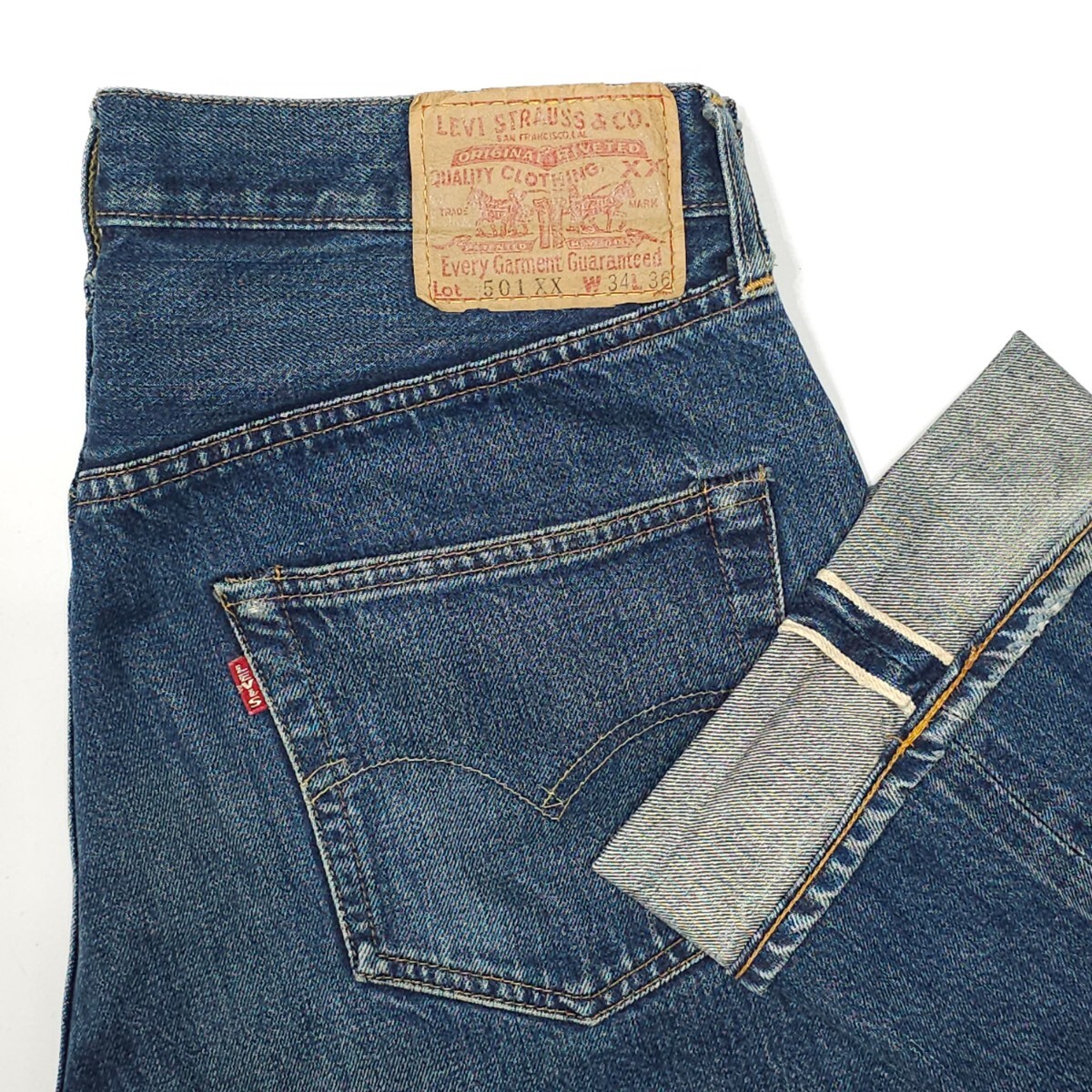 米国製 Levi'sリーバイス☆501XXヴィンテージ復刻W34 ジーンズ ジーパン デニムパンツ BIG-E ビッグE 赤耳 バレンシア工場555アメリカUSA製の画像1