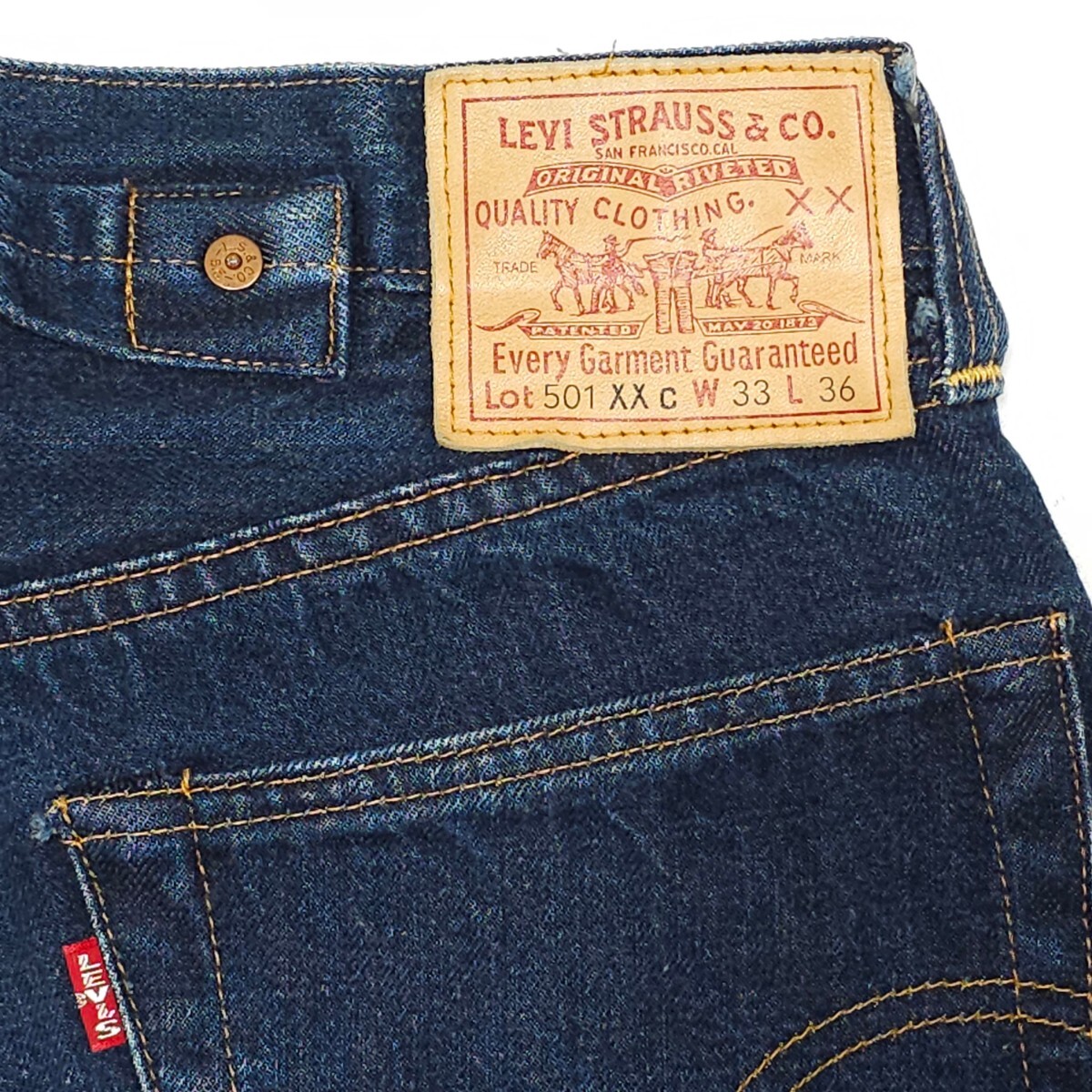 濃紺！米国製Levi'sリーバイス☆501XXc 37年ヴィンテージ復刻W33ジーンズジーパンデニムパンツBIG-EビッグE赤耳555バレンシアUSAアメリカ製