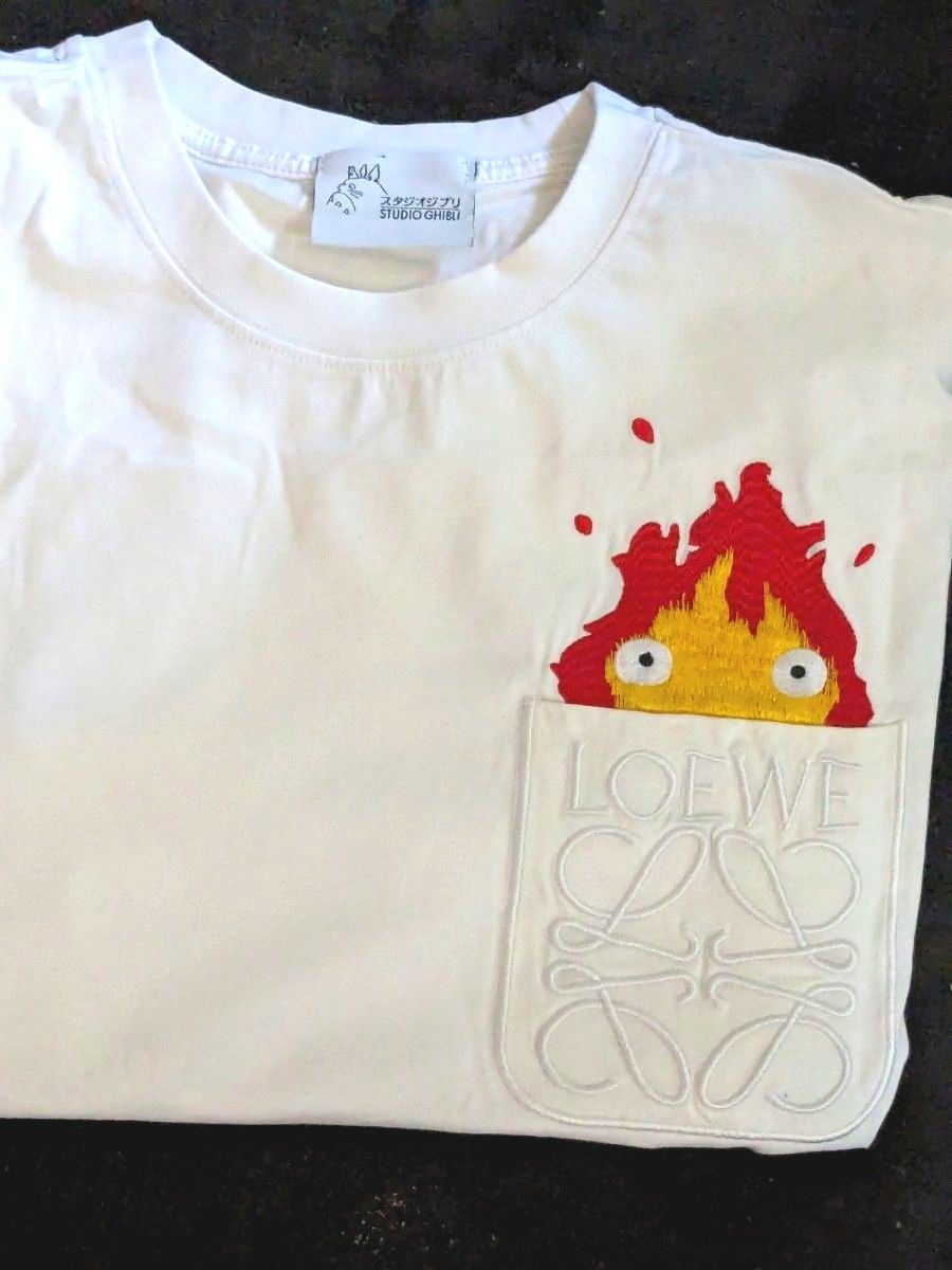 ロエベ ハウル LOEWE カルシファーポケット刺繍Tシャツ M ジブリコラボ 